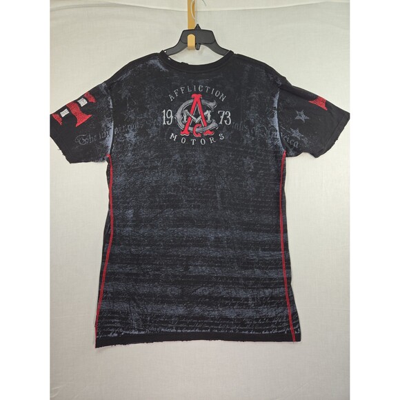 Affliction T-Shirt Built For Speed Black Skull Wings Men's size 3XL Distressed - Picture 7 of 10